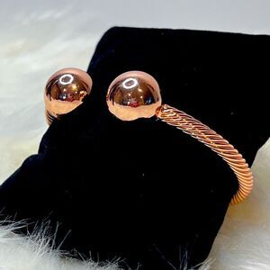 Stainless Steel Rose Gold Ball Bead Bangle Bendable metal to twist on with ease